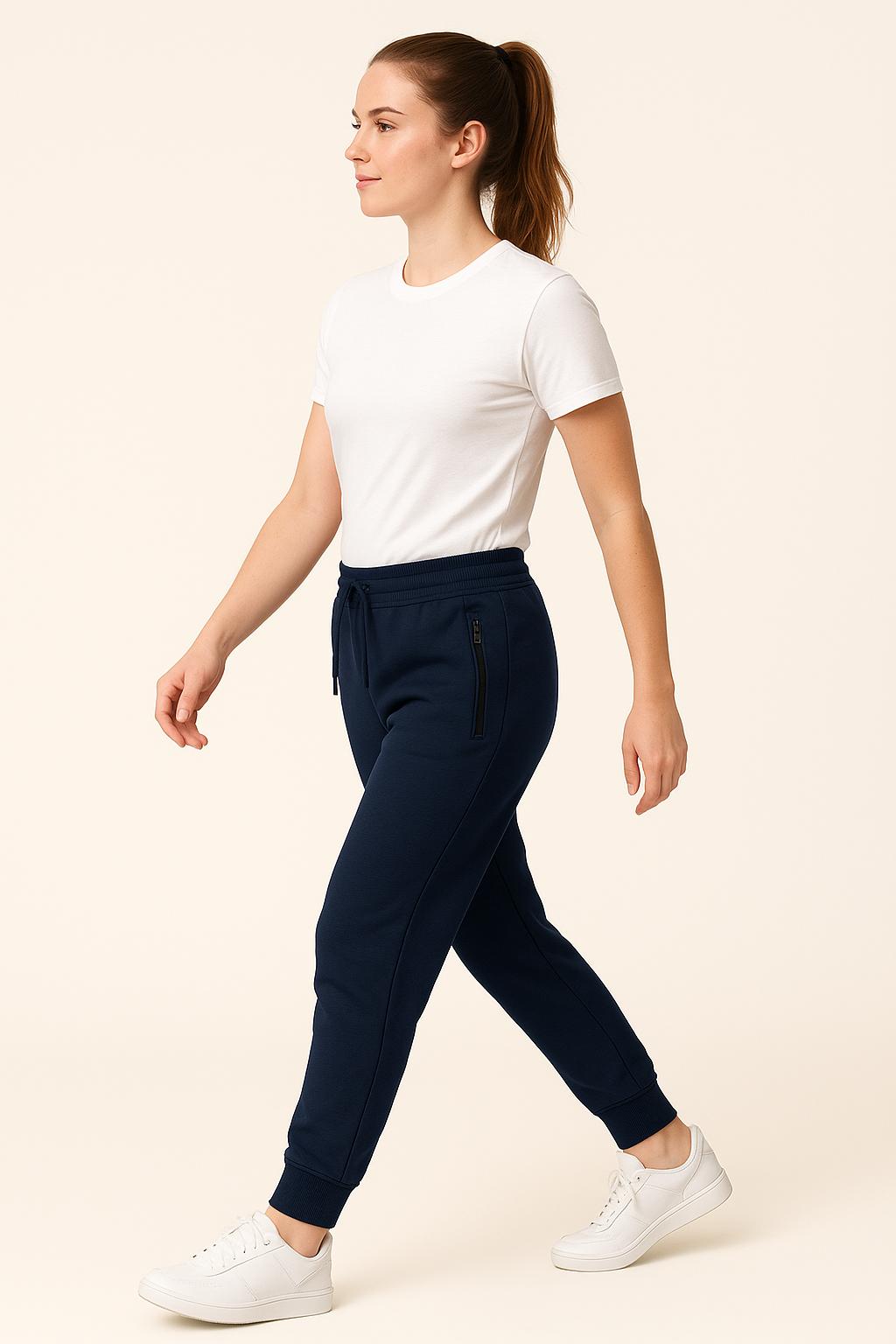Women's 3-Pack Zipper Pocket Joggers, Modern Slim Fit Athletic Sweatpants, High-Stretch Tapered Lounge Pants, Secure Storage Workout Bottoms, Performance Training Wear