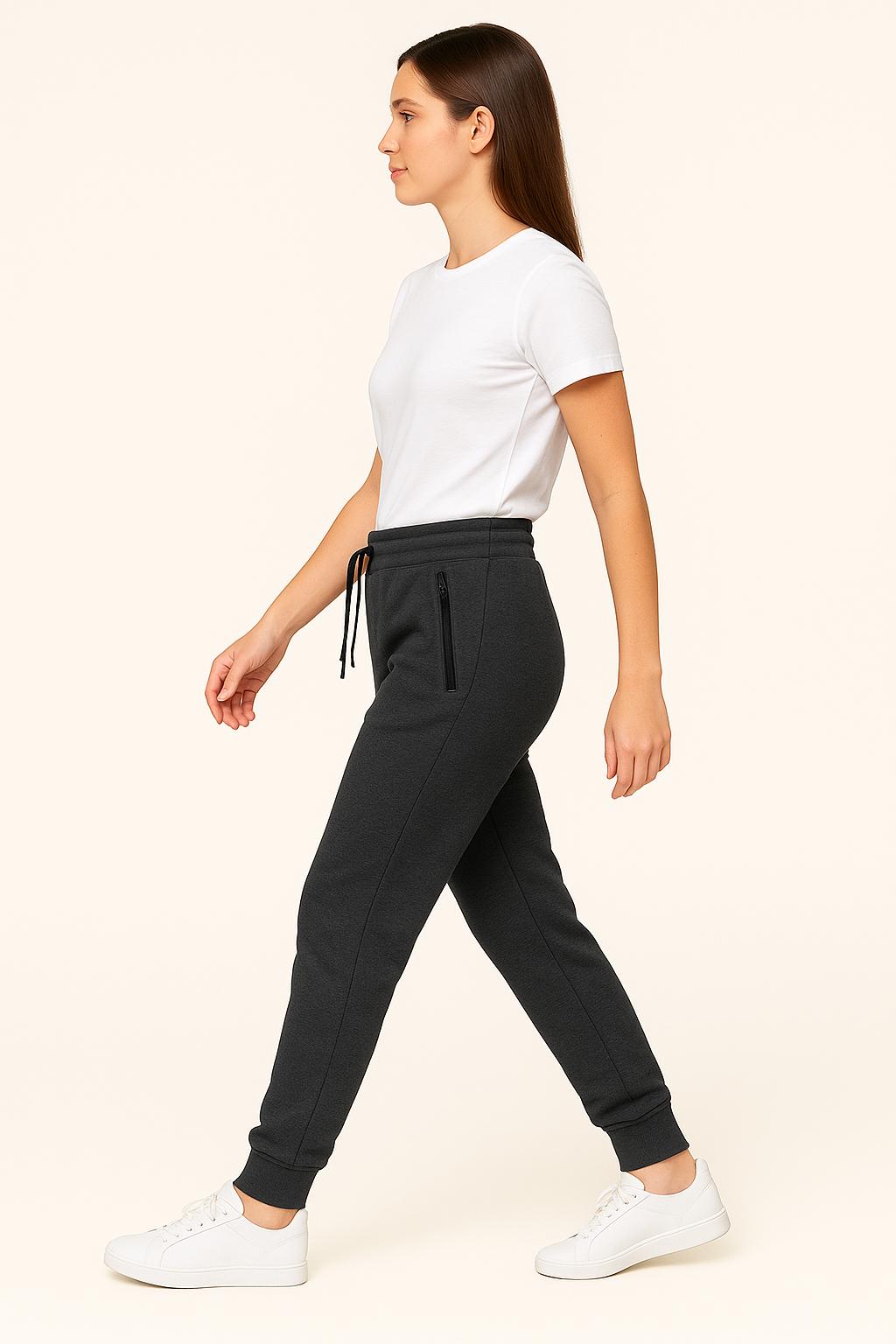 Women's 3-Pack Zipper Pocket Joggers, Modern Slim Fit Athletic Sweatpants, High-Stretch Tapered Lounge Pants, Secure Storage Workout Bottoms, Performance Training Wear