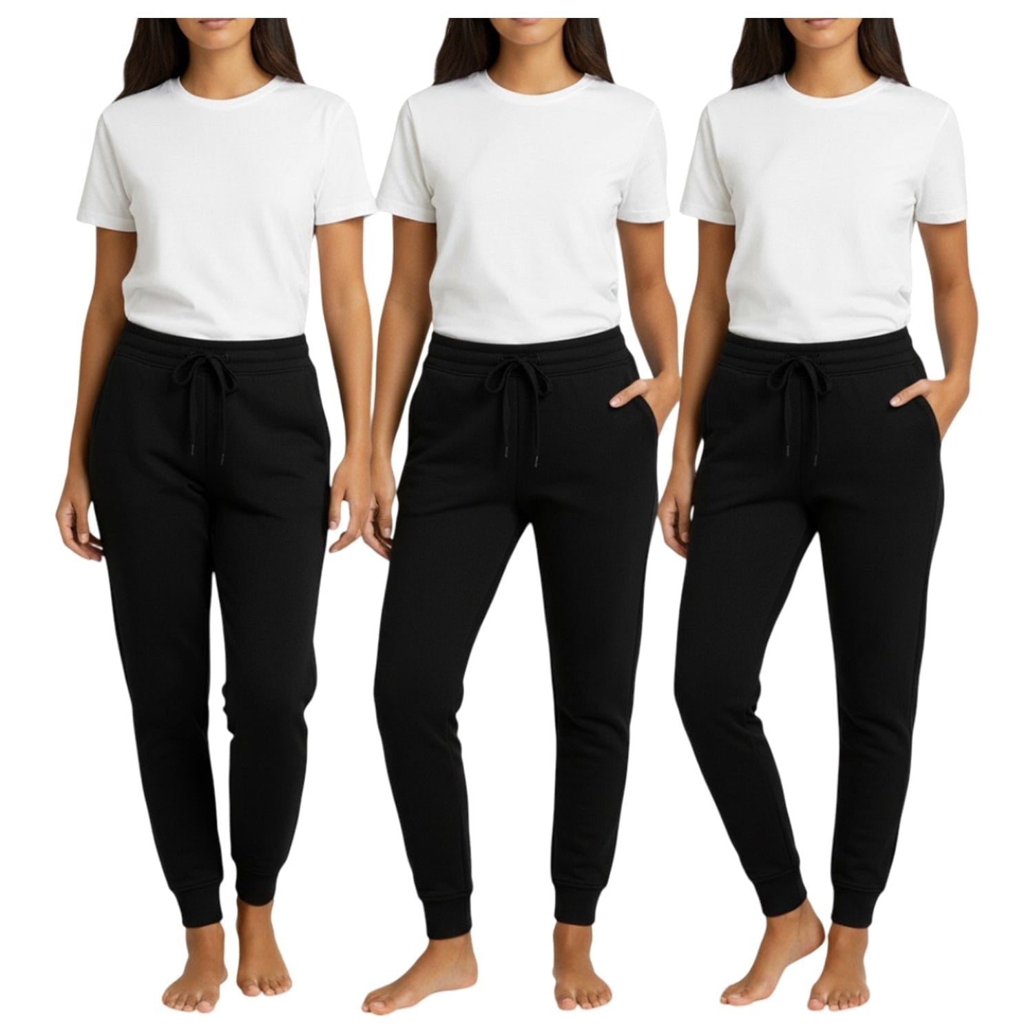 Women's 3-Pack Basic Joggers, Comfortable Everyday Sweatpants, Versatile Relaxed Fit Lounge Pants with Pockets, Tapered Leg Casual Trousers, Soft Breathable Activewear Bottoms