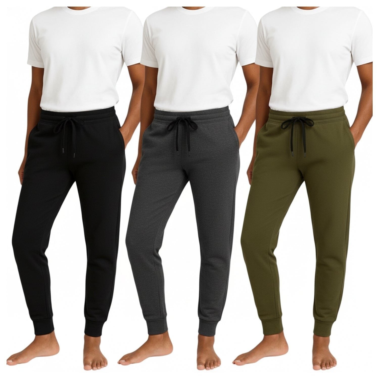 Women's 3-Pack Basic Joggers, Comfortable Everyday Sweatpants, Versatile Relaxed Fit Lounge Pants with Pockets, Tapered Leg Casual Trousers, Soft Breathable Activewear Bottoms
