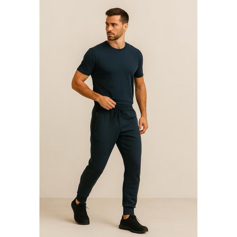 Men's 3-Pack Zipper Pocket Joggers, Modern Fit Athletic Sweatpants, Ultra-Elastic Tapered Lounge Pants, Secure Storage Workout Bottoms, Performance Training Wear