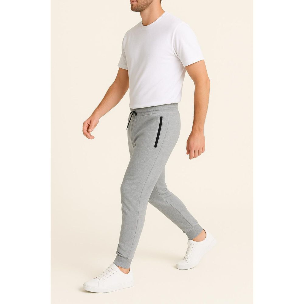 Men's 3-Pack Zipper Pocket Joggers, Modern Fit Athletic Sweatpants, Ultra-Elastic Tapered Lounge Pants, Secure Storage Workout Bottoms, Performance Training Wear