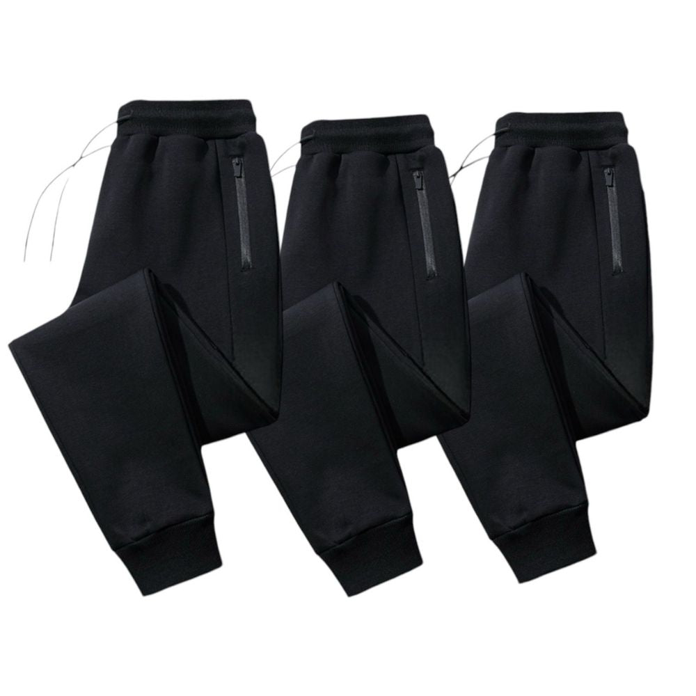 Men's 3-Pack Zipper Pocket Joggers, Modern Fit Athletic Sweatpants, Ultra-Elastic Tapered Lounge Pants, Secure Storage Workout Bottoms, Performance Training Wear
