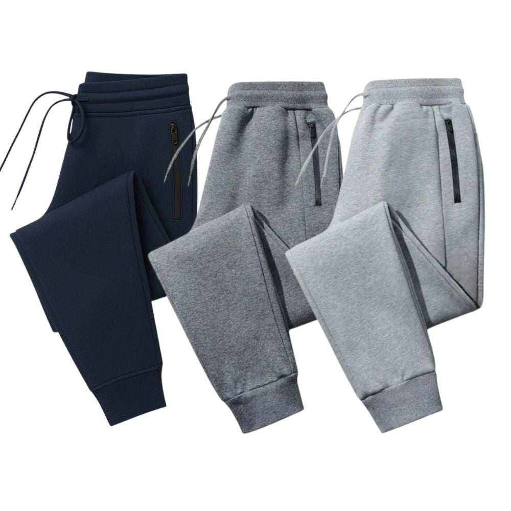Men's 3-Pack Zipper Pocket Joggers, Modern Fit Athletic Sweatpants, Ultra-Elastic Tapered Lounge Pants, Secure Storage Workout Bottoms, Performance Training Wear
