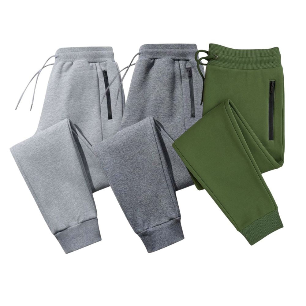 Men's 3-Pack Zipper Pocket Joggers, Modern Fit Athletic Sweatpants, Ultra-Elastic Tapered Lounge Pants, Secure Storage Workout Bottoms, Performance Training Wear