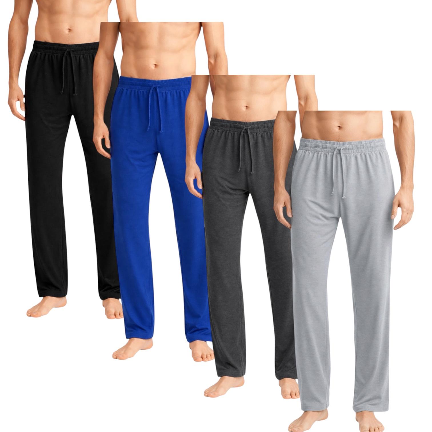 Men's 4-Pack Lightweight Open Bottom Pajama Pants - Relaxed Lounge Wear