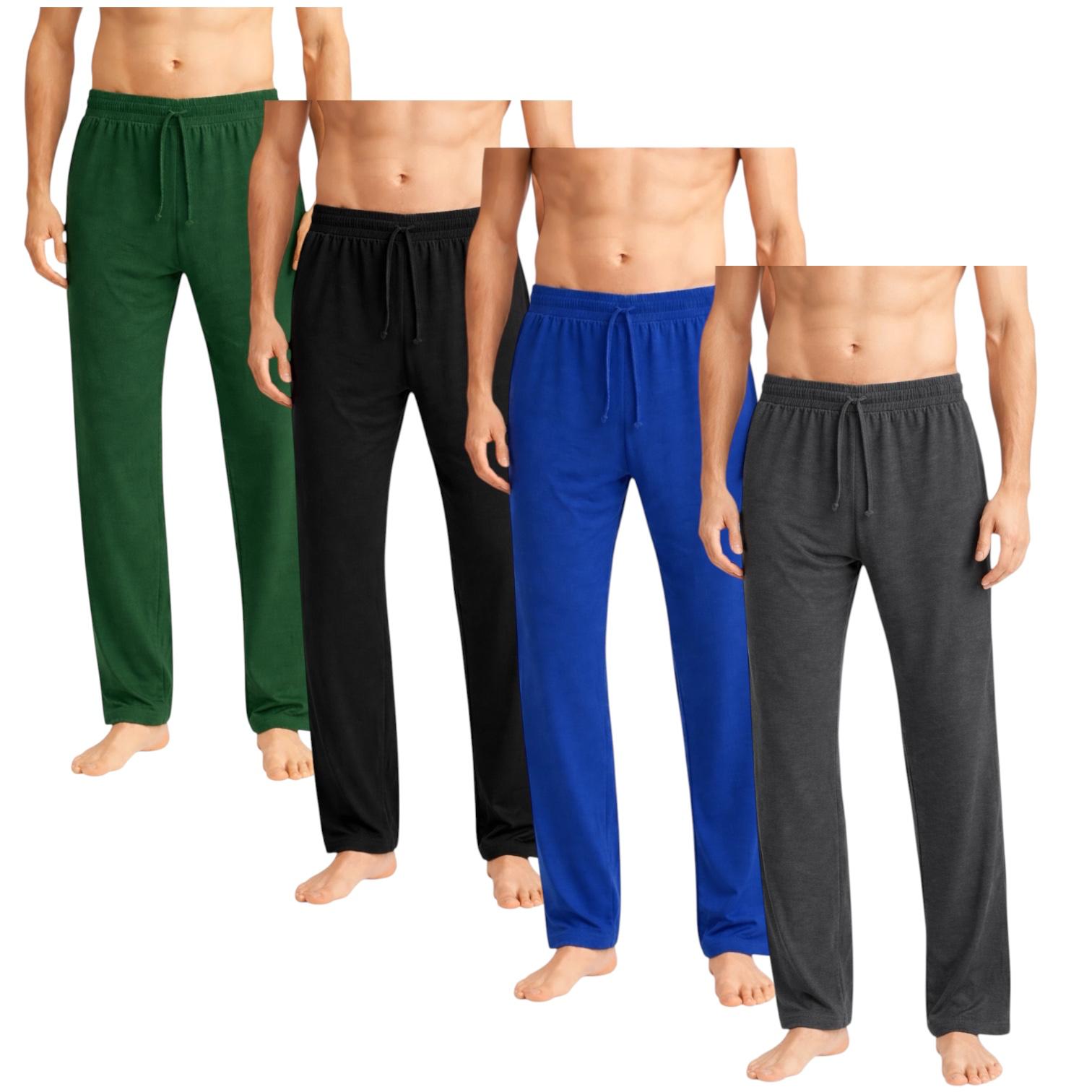 Men's 4-Pack Lightweight Open Bottom Pajama Pants - Relaxed Lounge Wear