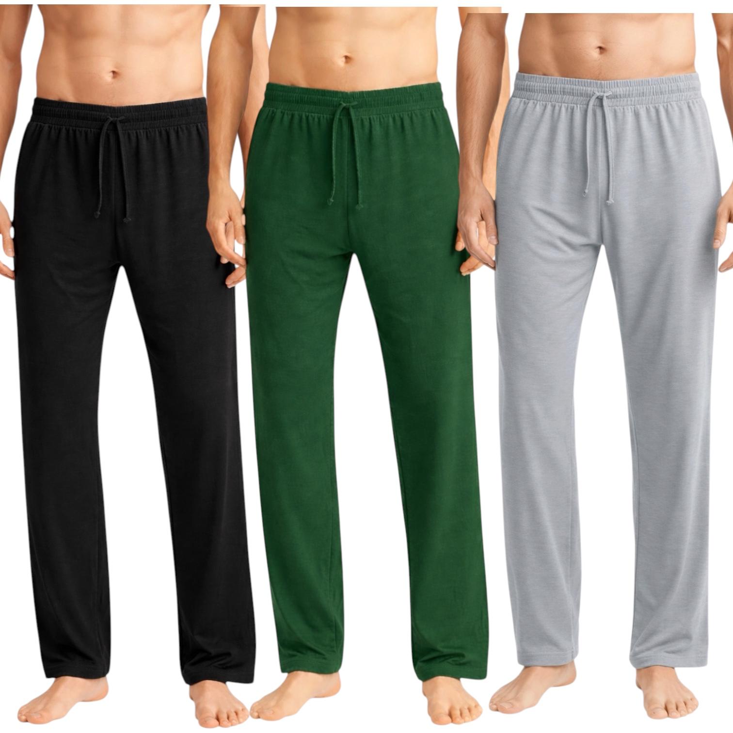 Men's 3-Pack Lightweight Open Bottom Pajama Pants - Relaxed Lounge Wear
