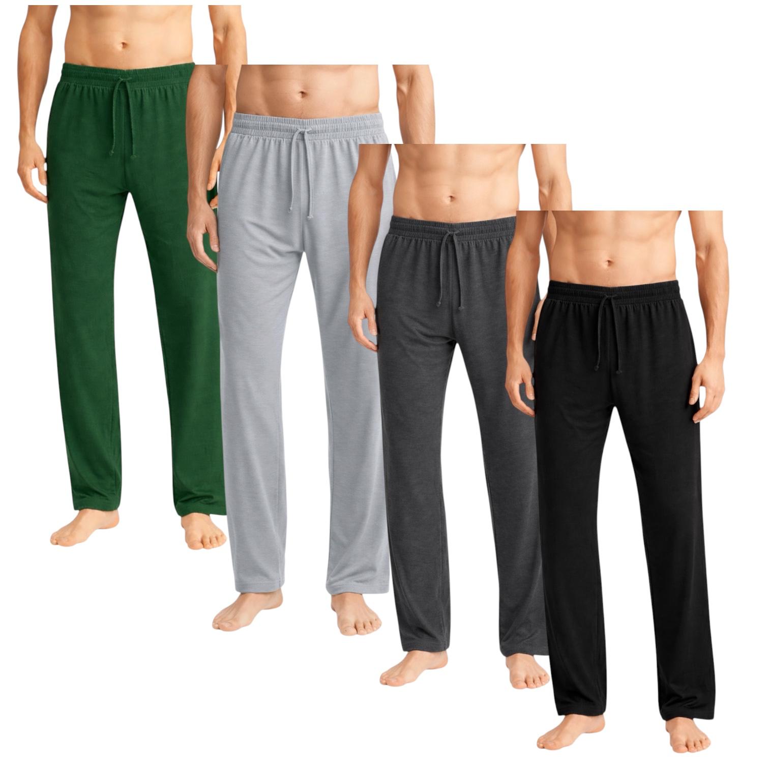 Men's 4-Pack Lightweight Open Bottom Pajama Pants - Relaxed Lounge Wear