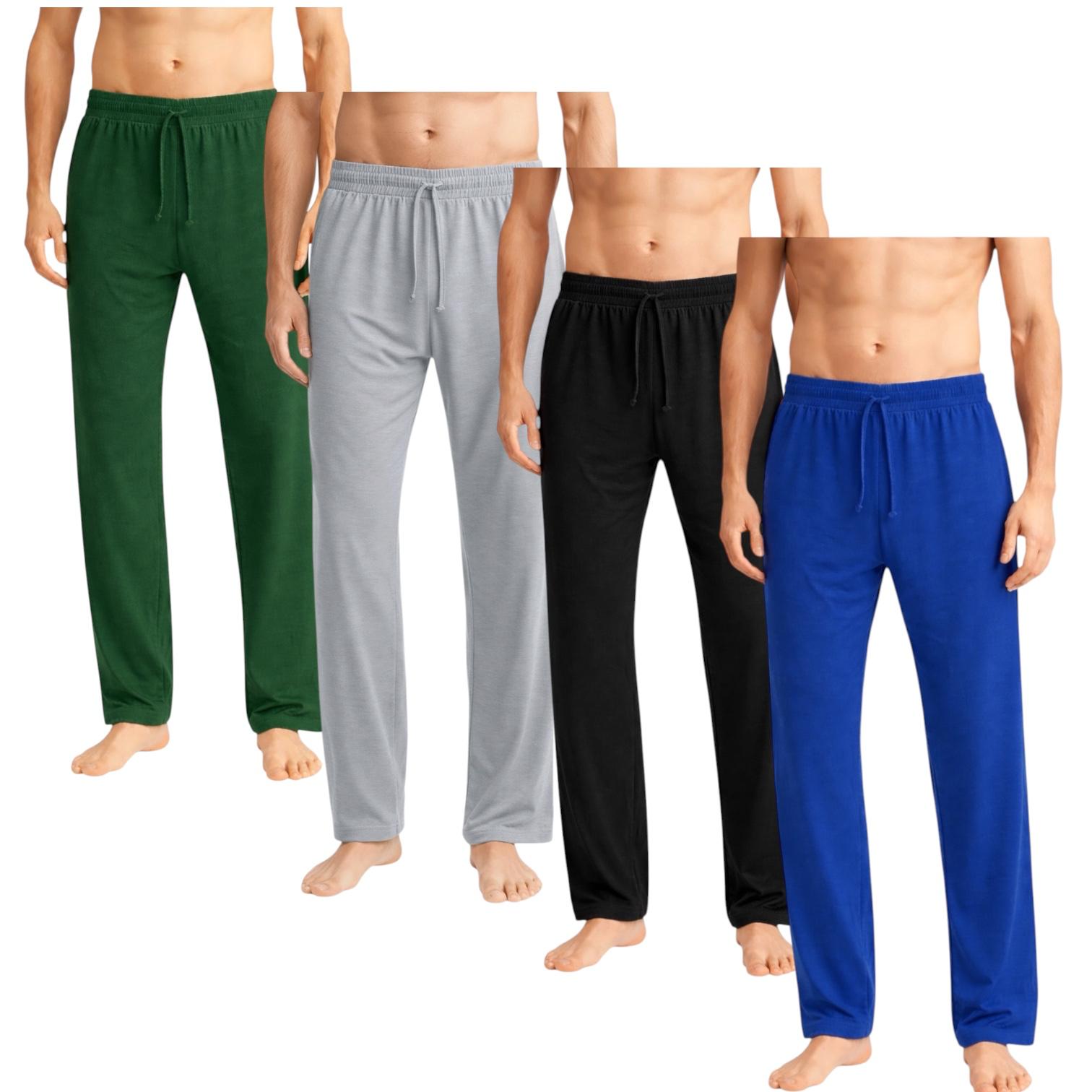 Men's 4-Pack Lightweight Open Bottom Pajama Pants - Relaxed Lounge Wear