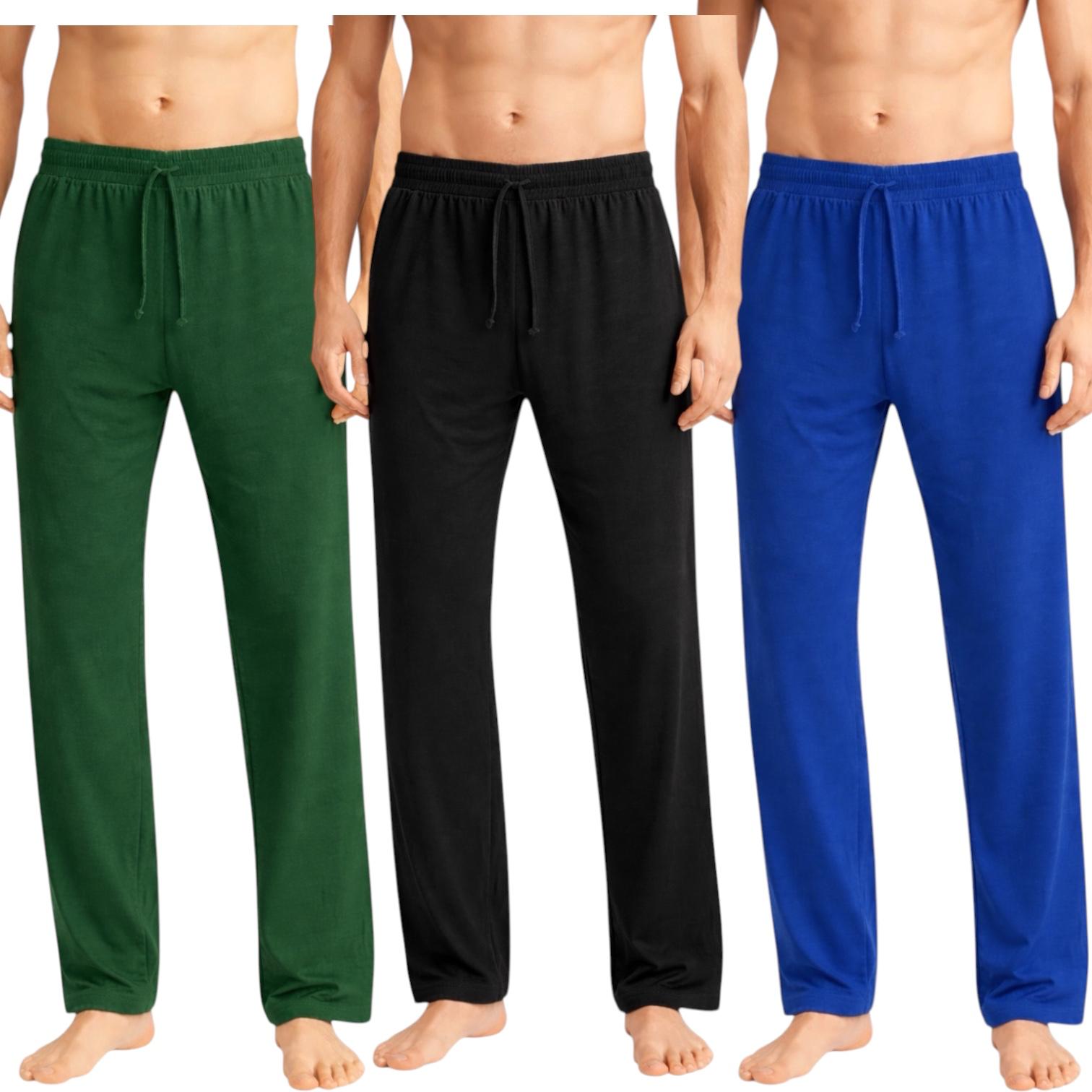 Men's 3-Pack Lightweight Open Bottom Pajama Pants - Relaxed Lounge Wear
