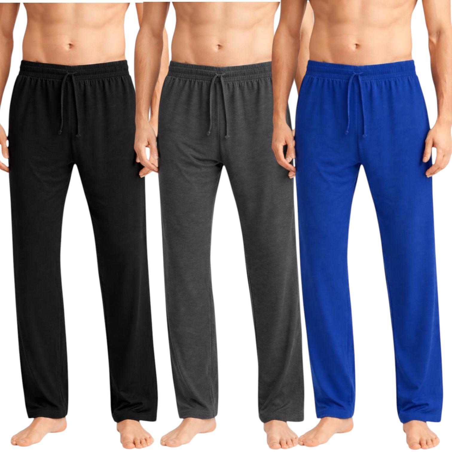 Men's 3-Pack Lightweight Open Bottom Pajama Pants - Relaxed Lounge Wear