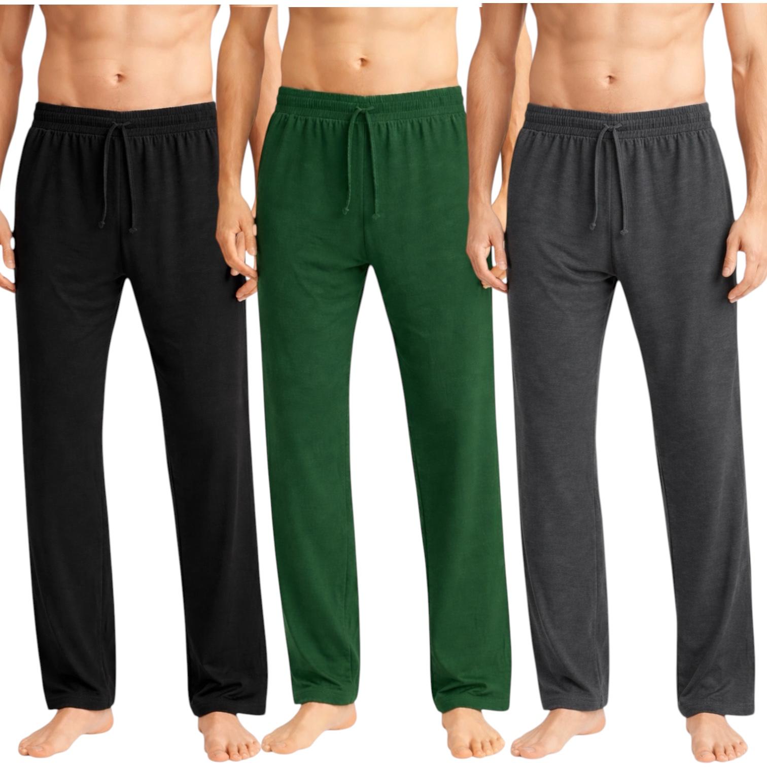 Men's 3-Pack Lightweight Open Bottom Pajama Pants - Relaxed Lounge Wear