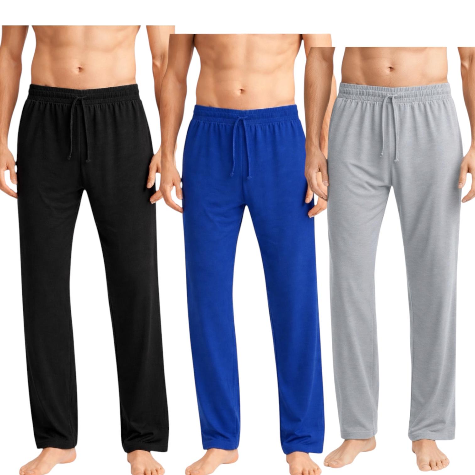 Men's 3-Pack Lightweight Open Bottom Pajama Pants - Relaxed Lounge Wear