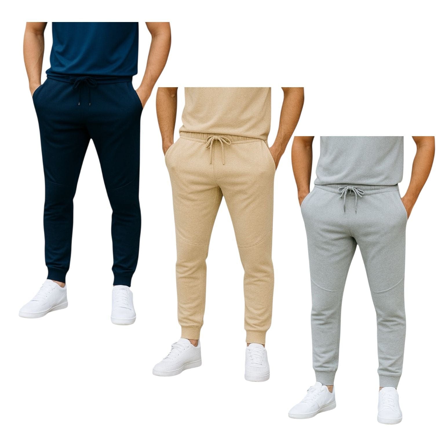 BenBen Men's Joggers Sweatpants Ultra Soft French Terry  Dual Pocket - 3 Pack