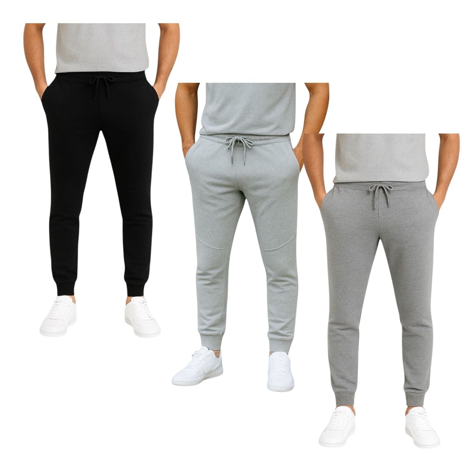 BenBen Men's Joggers Sweatpants Ultra Soft French Terry  Dual Pocket - 3 Pack