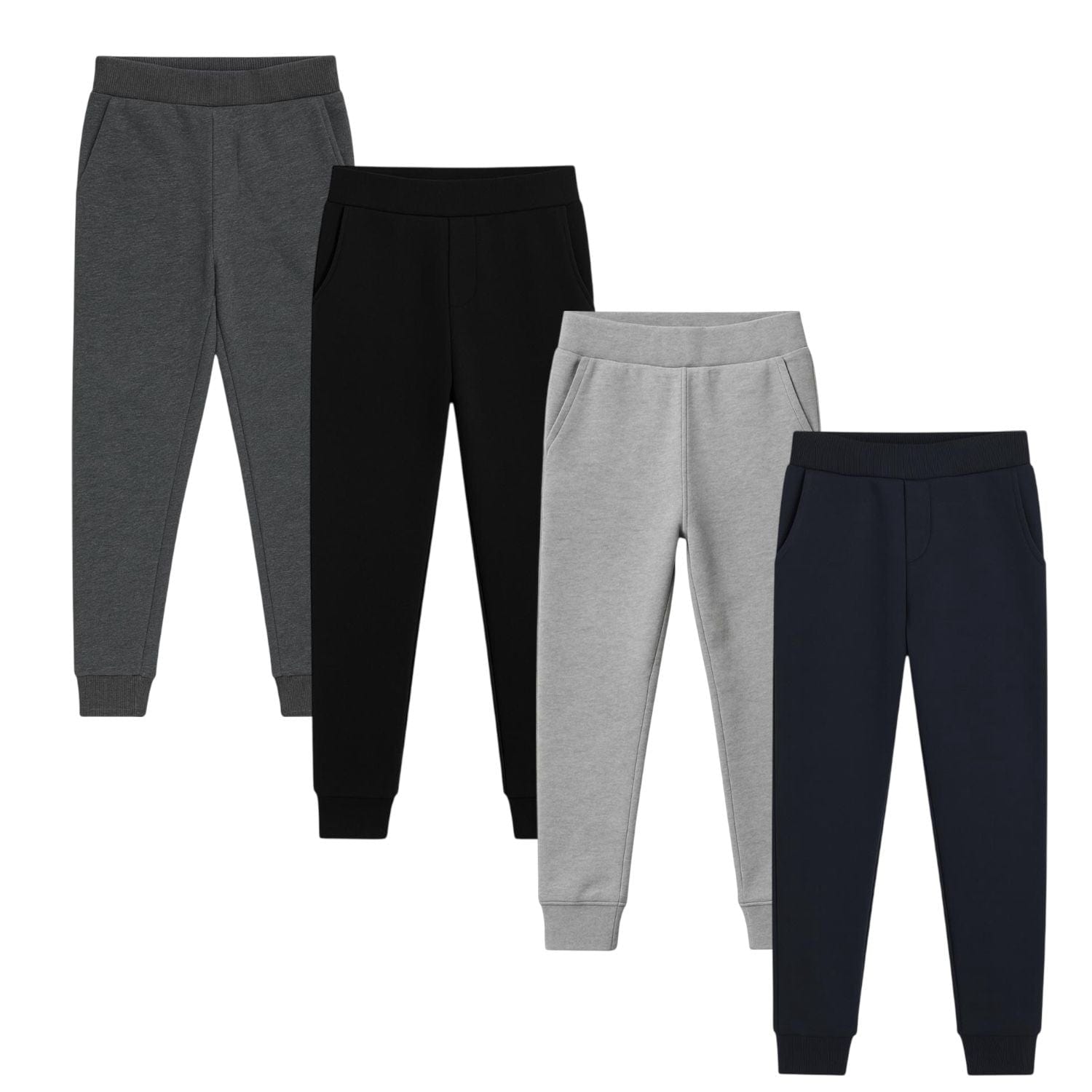 BenBen 4-Pack Boys Fleece Joggers with Pockets – Warm Kids Sweatpants, Sizes S to 2XL