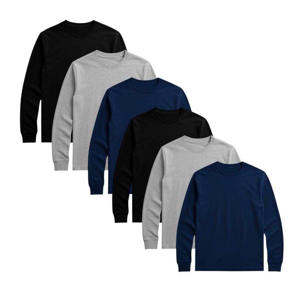 BenBen Men’s Sweatshirts 6 Pack Cotton Long sleeve Crew neck tees