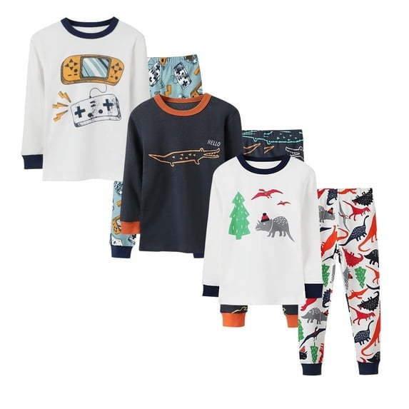 BenBen Kids Toddler Boy Pajamas Set 3-Pack Snug Fit Soft & Cozy - Size 2Y to 7Y