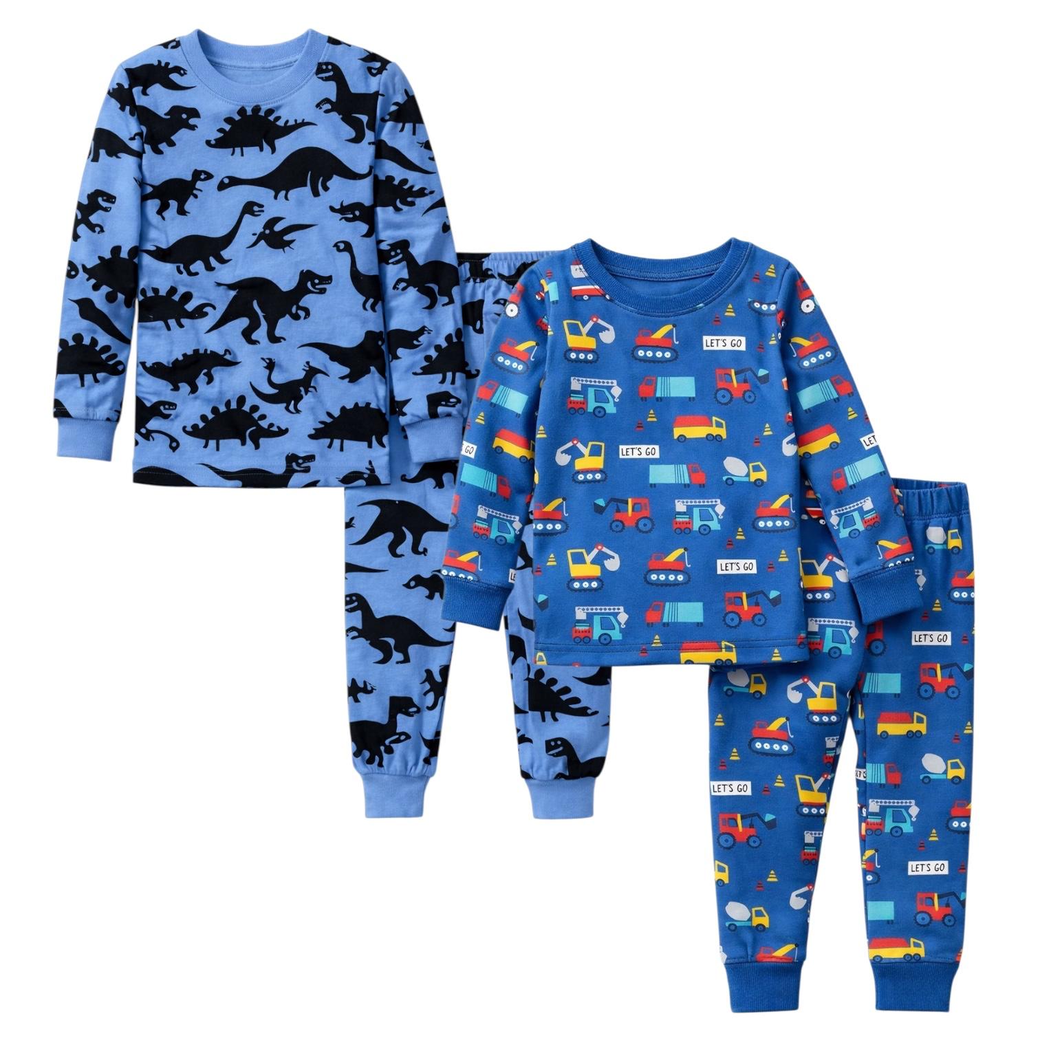 BenBen Kids Toddler Boy Pajamas Pj Set Long Sleeve Snug Fit Soft & Cozy Sleepwear Loungewear 2-Pack - Size 2Y to 10Y