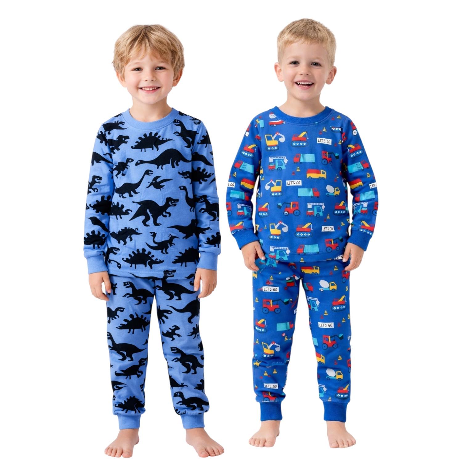 BenBen Kids Toddler Boy Pajamas Pj Set Long Sleeve Snug Fit Soft & Cozy Sleepwear Loungewear 2-Pack - Size 2Y to 10Y