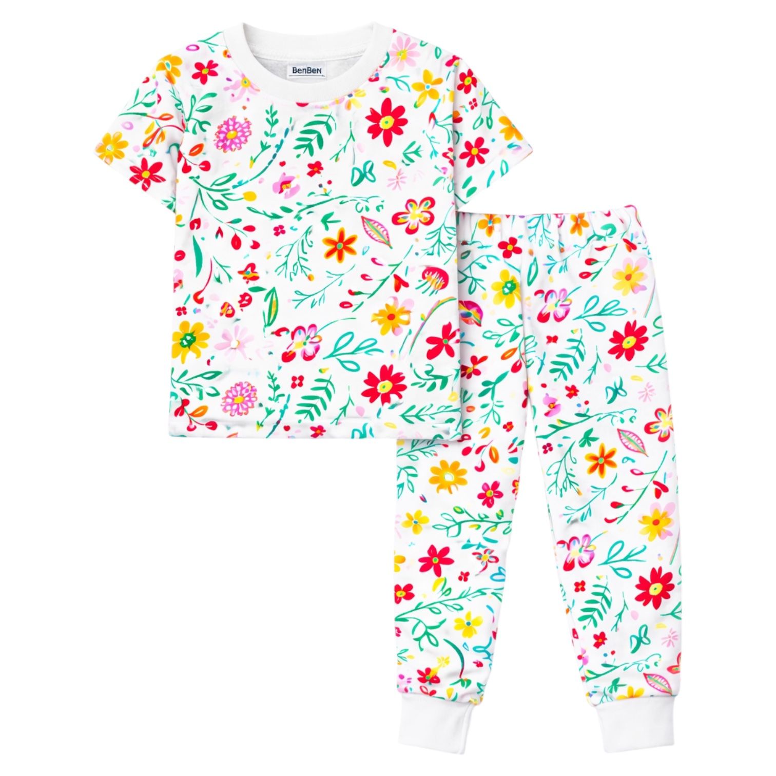 BenBen Kids Toddler Girl Pajamas Pj Set Short Sleeve Snug Fit Soft & Cozy Sleepwear Loungewear 2-Pack - Size 2Y to 10Y