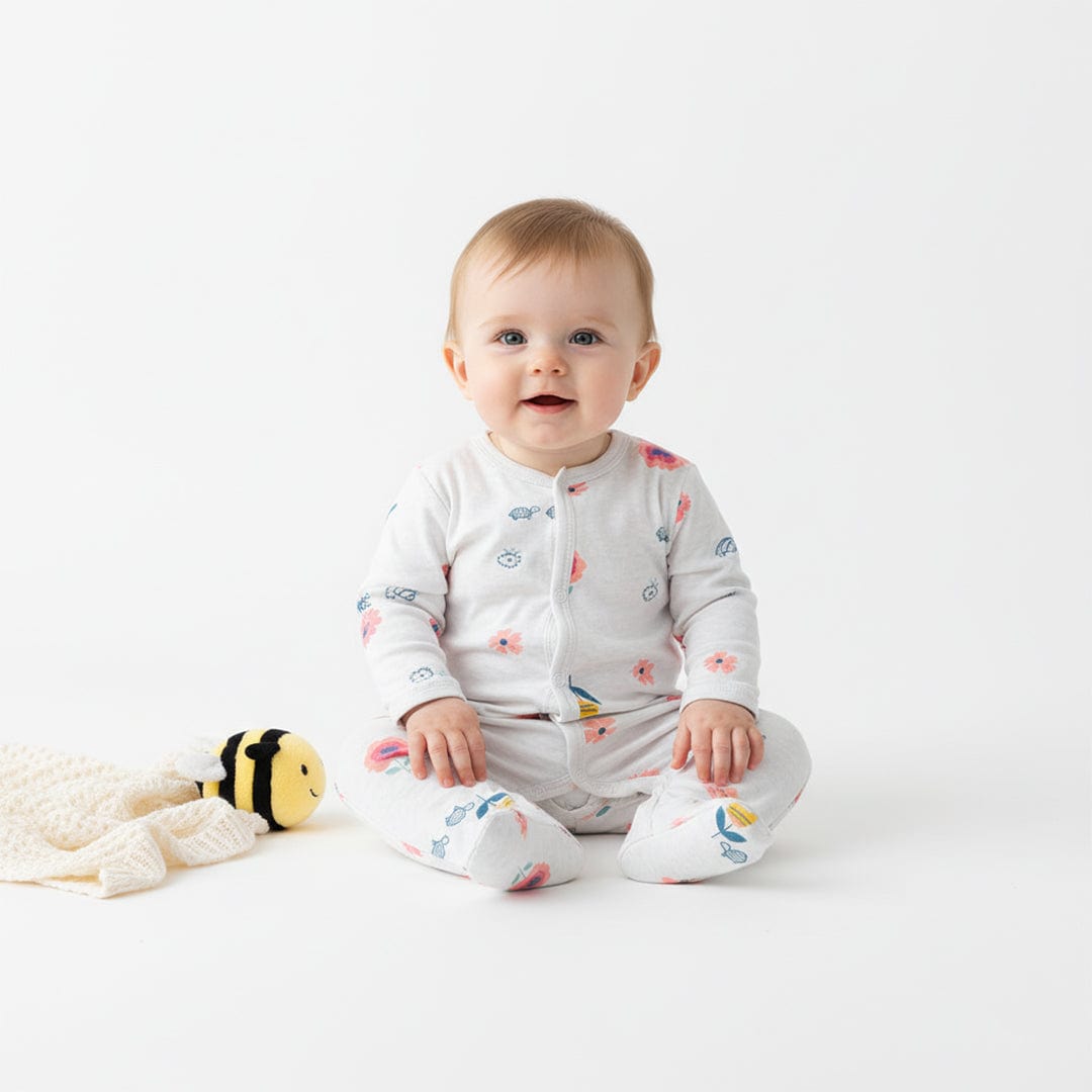 Flowers Button Onesie Footie