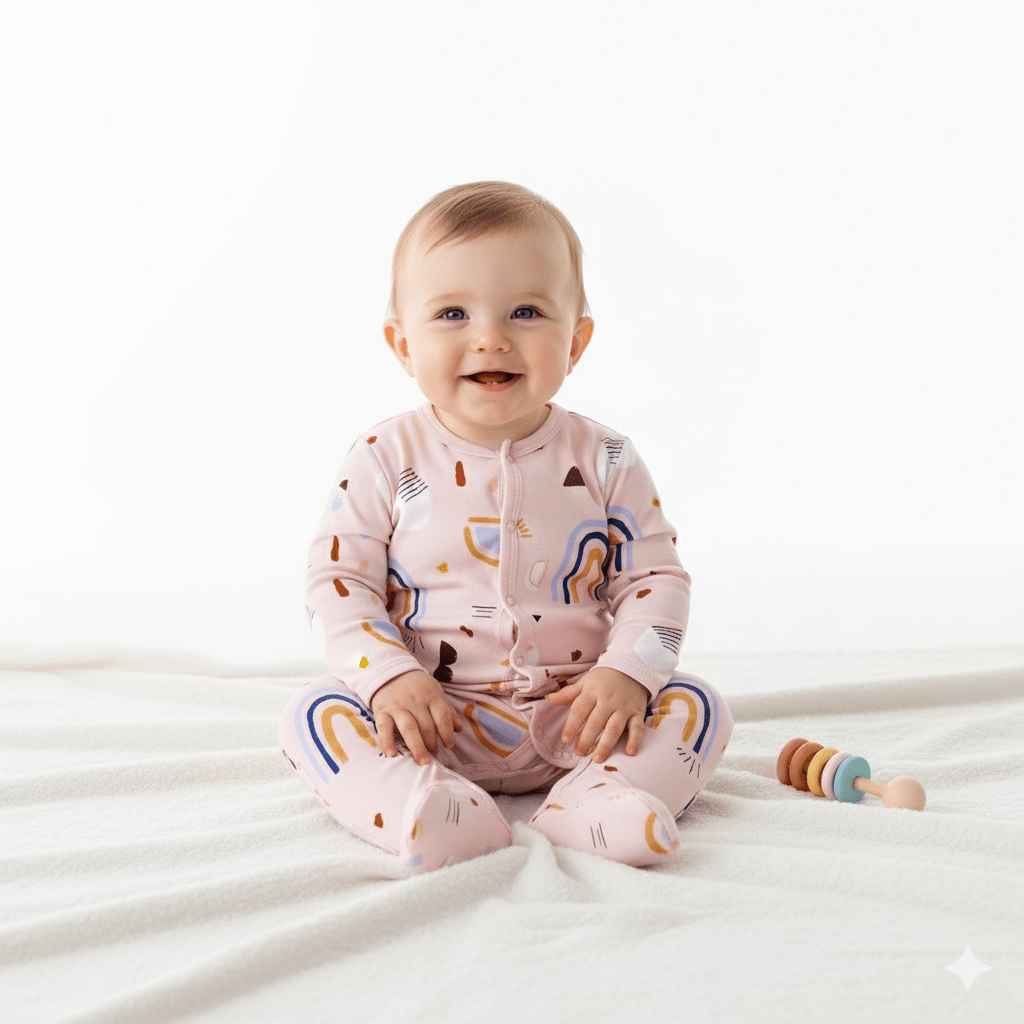 Rainbows Button Onesie Footie