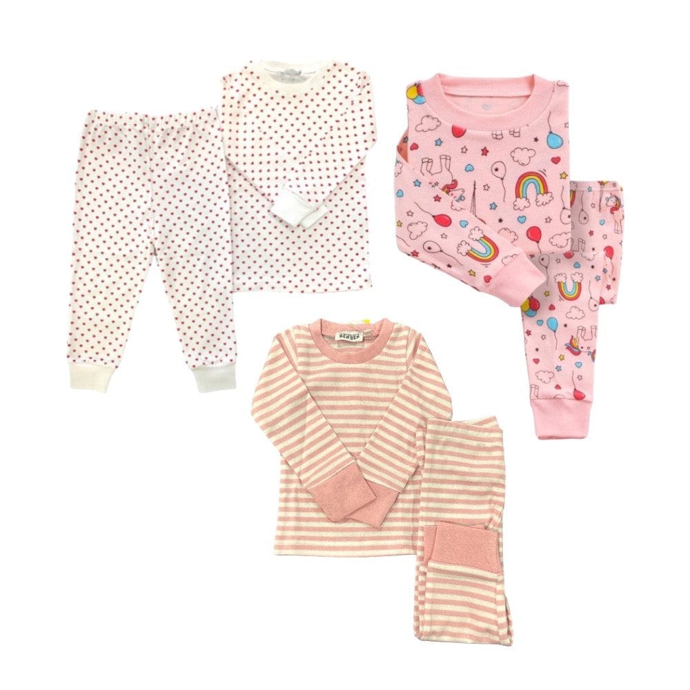 Kids 3 Pack Pajamas Girls - Super Soft Cotton