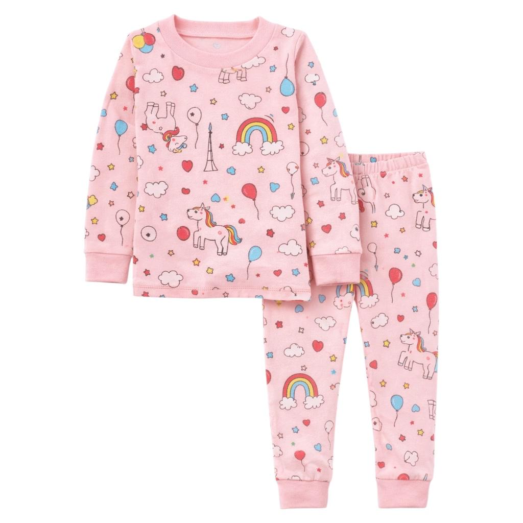 BenBen Kids Toddler Girl Pajamas Pj Set Long Sleeve Snug Fit Soft & Cozy Sleepwear Loungewear 2-Pack - Size 2Y to 10Y