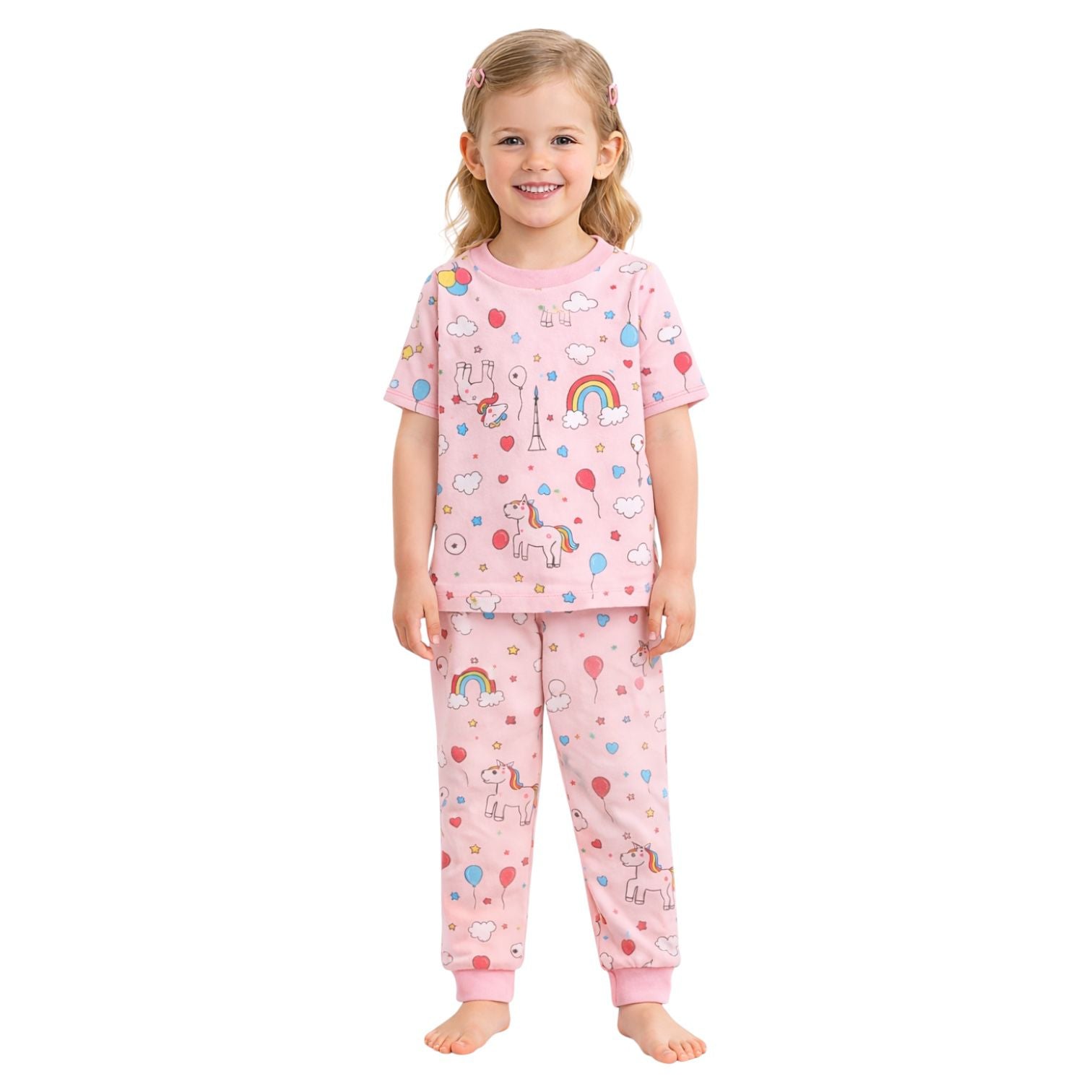 BenBen Kids Toddler Girl Pajamas Pj Set Short Sleeve Snug Fit Soft & Cozy Sleepwear Loungewear 2-Pack - Size 2Y to 10Y