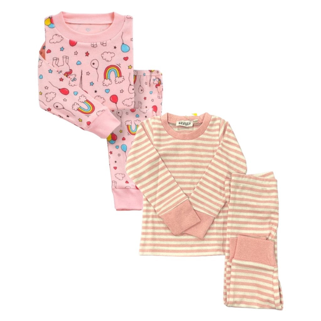 Girls 2 Pack Kids Pajamas - Super Soft Cotton