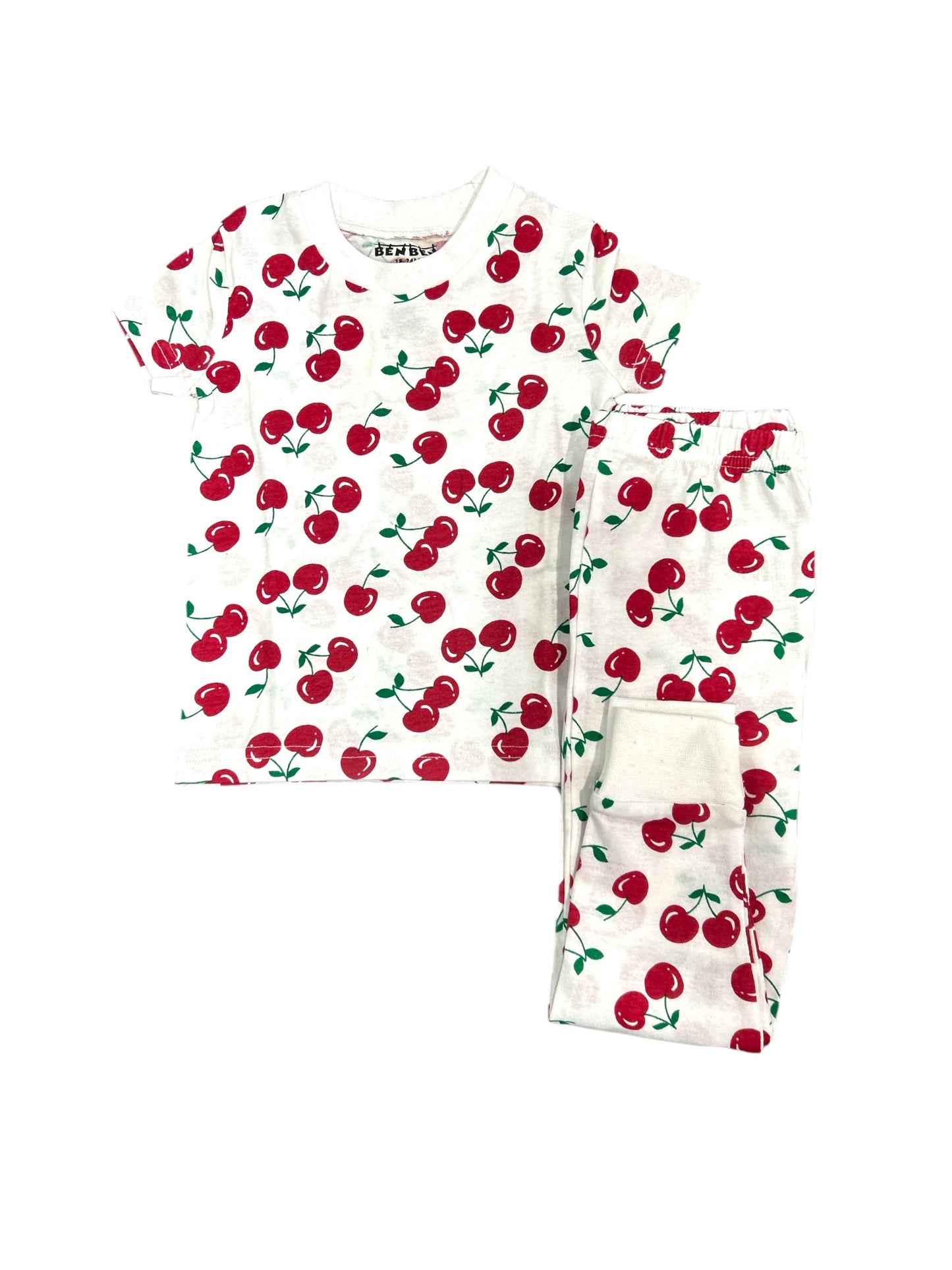 Cherries Shorts Pajamas For Kids Super Soft - 2 Piece Set