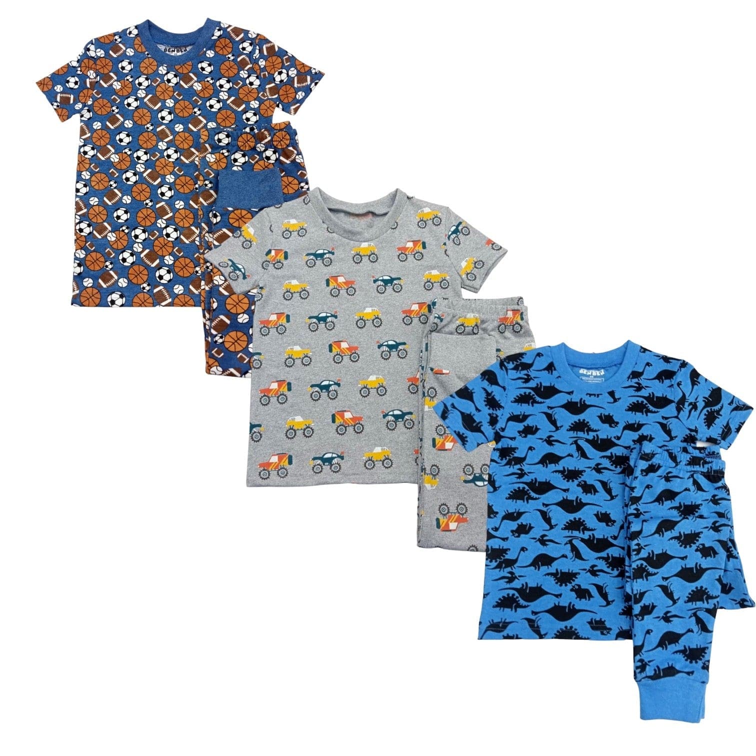 Boys 3 Pack Shortsleeve Pajamas