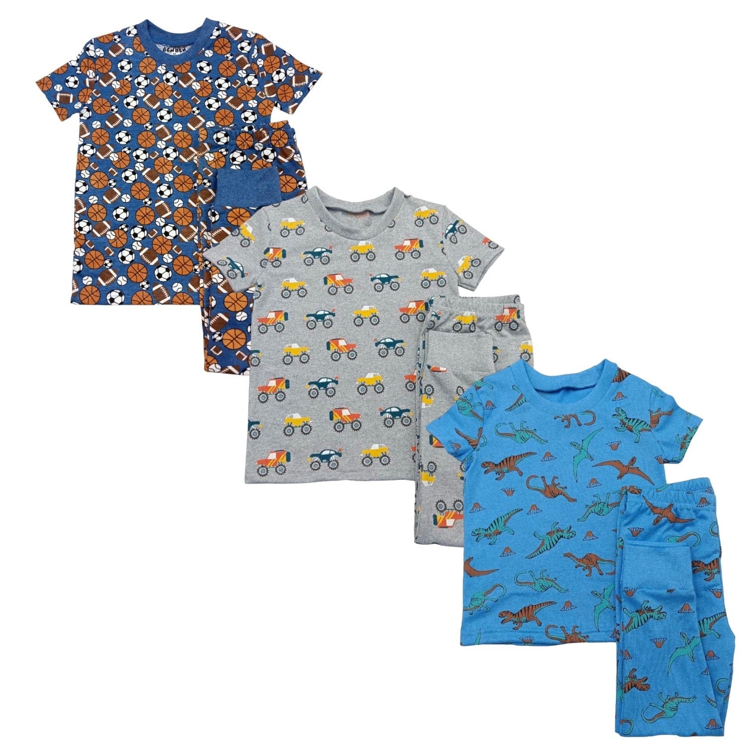 Boys 3 Pack Shortsleeve Pajamas