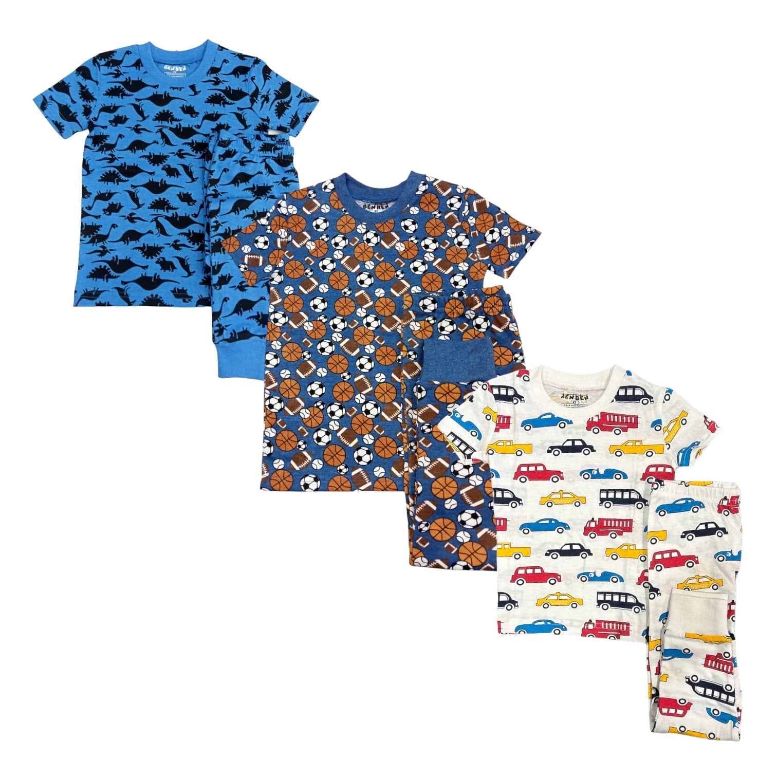 Boys 3 Pack Shortsleeve Pajamas