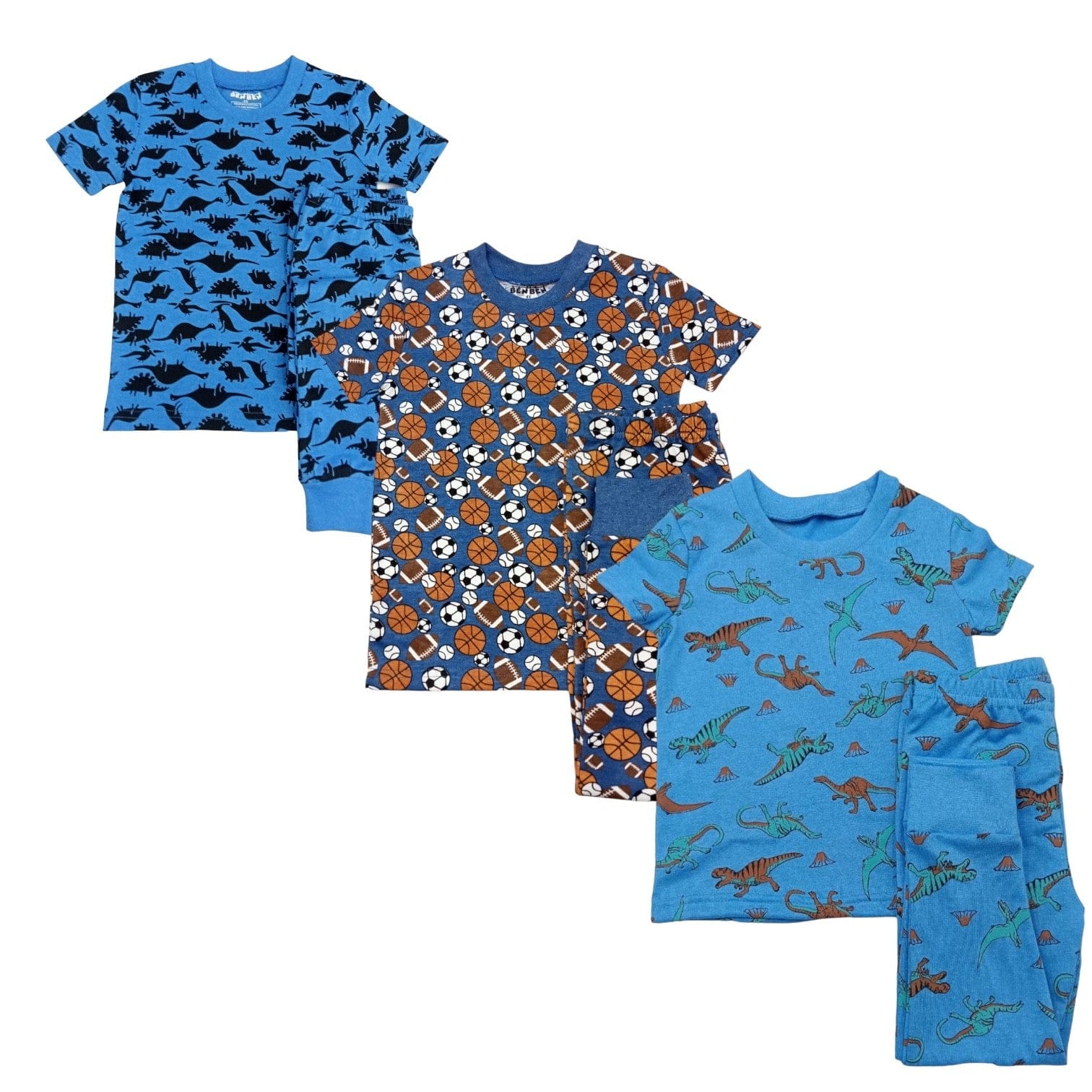 Boys 3 Pack Shortsleeve Pajamas