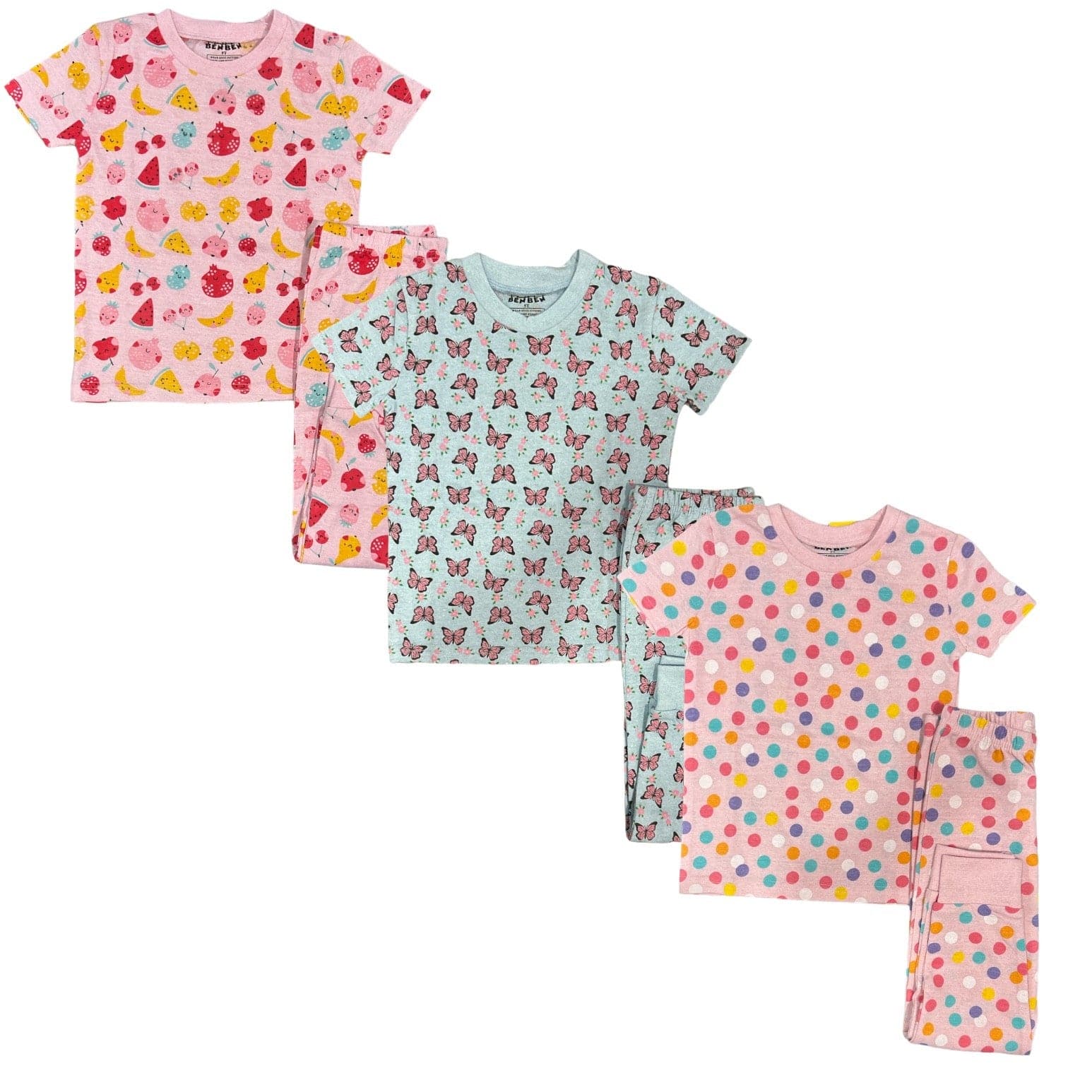 Girls 3 Pack Shortsleeve Pajamas