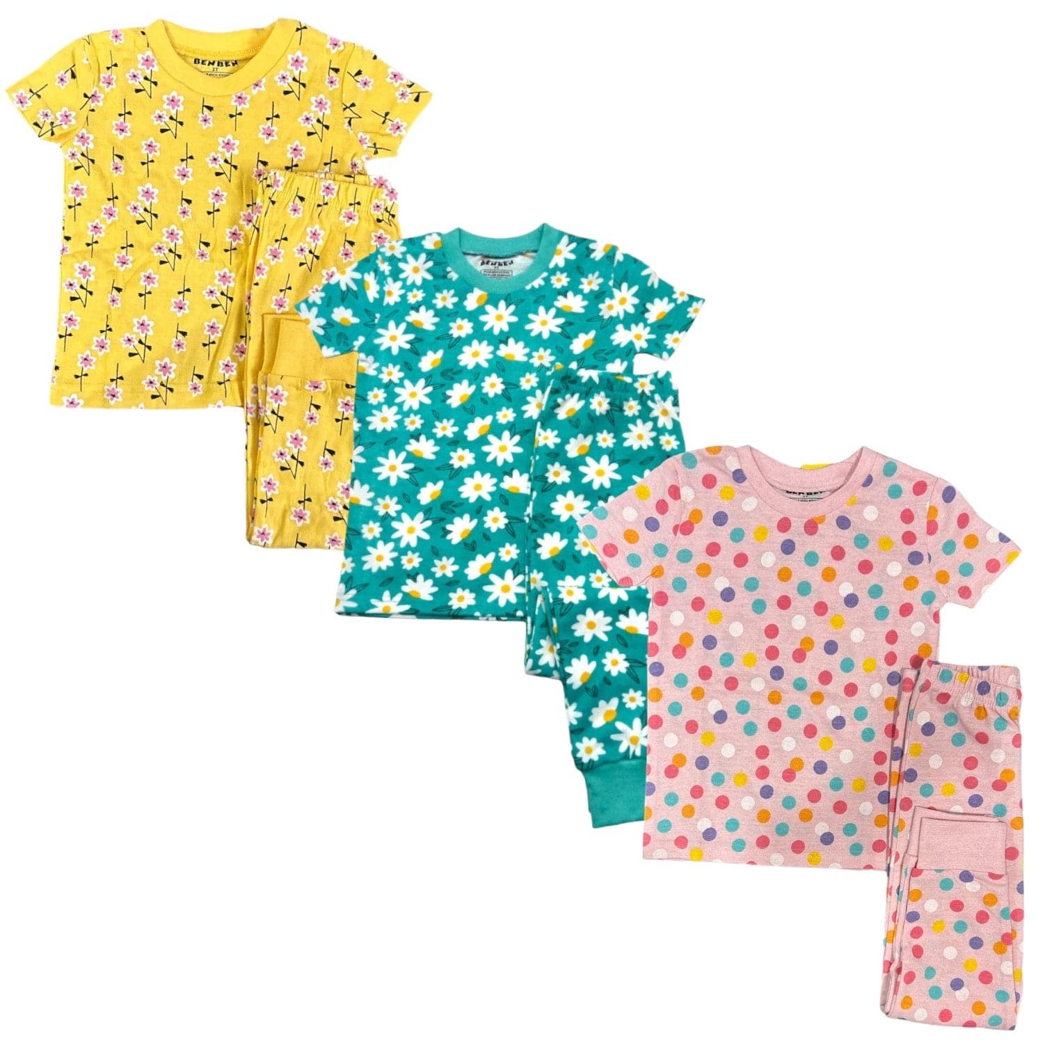 Girls 3 Pack Shortsleeve Pajamas