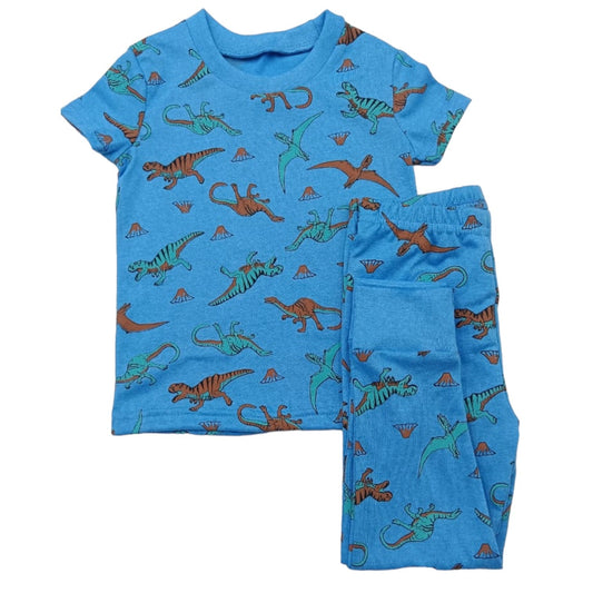 Blue Dinosaurs Shorts Pajamas For Kids Super Soft - 2 Piece Set