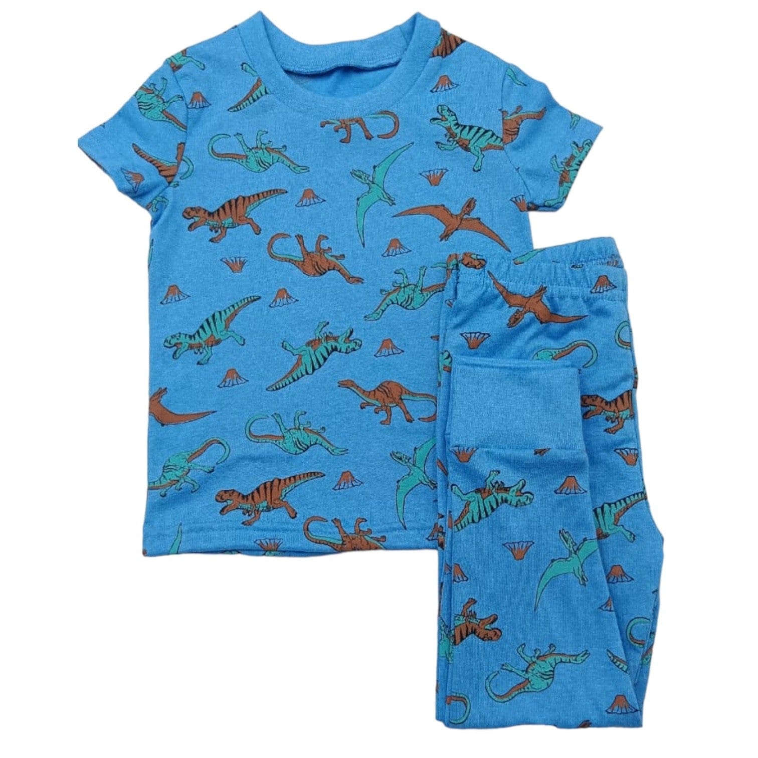 Blue Dinosaurs Shorts Pajamas For Kids Super Soft - 2 Piece Set