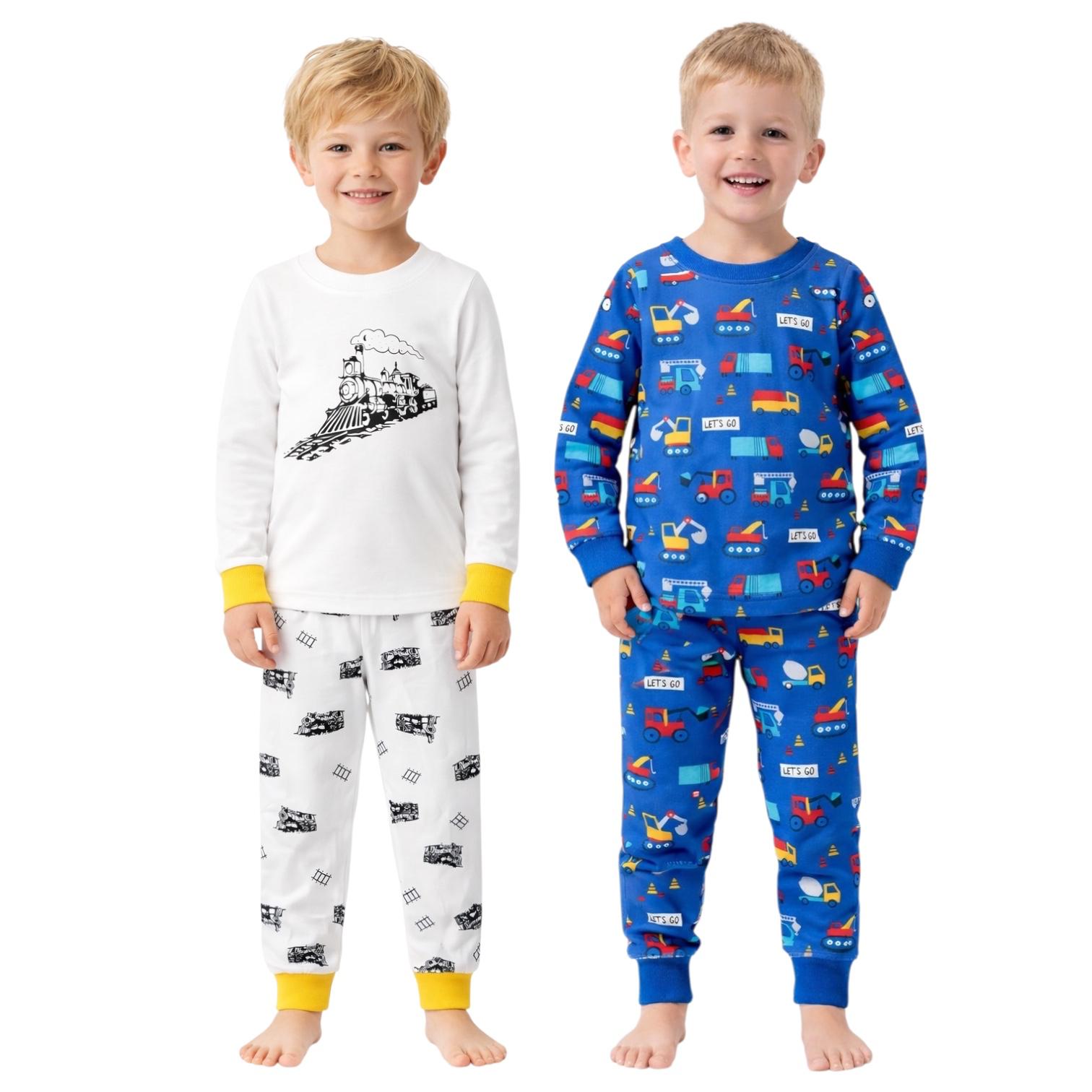 BenBen Kids Toddler Boy Pajamas Pj Set Long Sleeve Snug Fit Soft & Cozy Sleepwear Loungewear 2-Pack - Size 2Y to 10Y