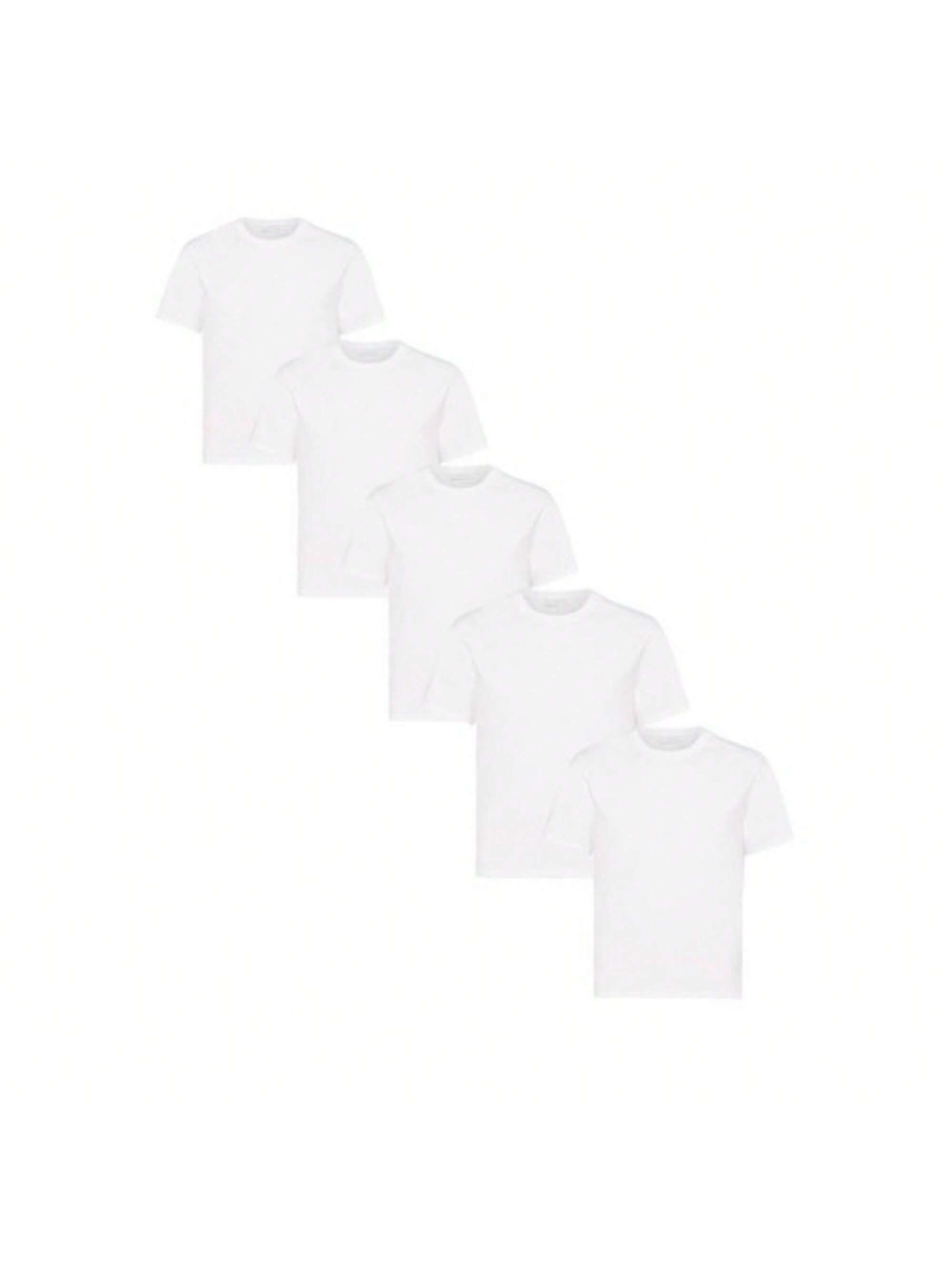 Men Crew Neck White t Shirts Sweatshirt Shirt for Men - 5 Pack