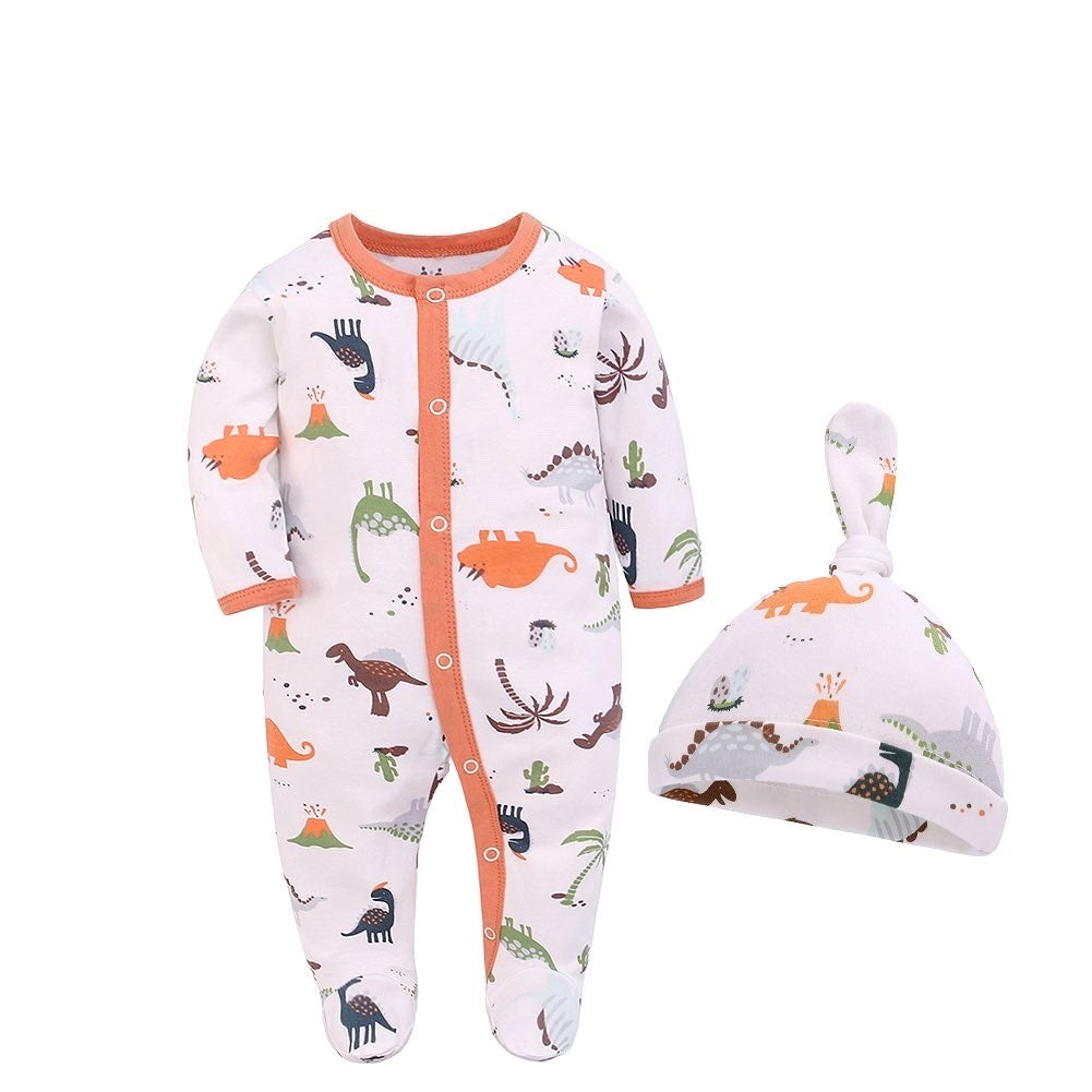 Babies Dinosaurs Footie and Matching Hat
