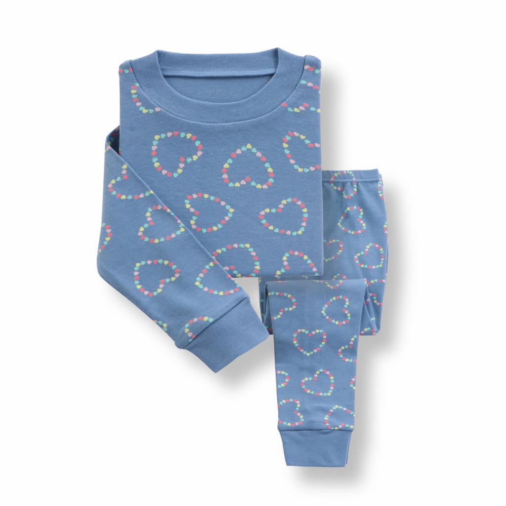 Benben Apparel Blue Hearts Pajamas - Made With 100% Cotton