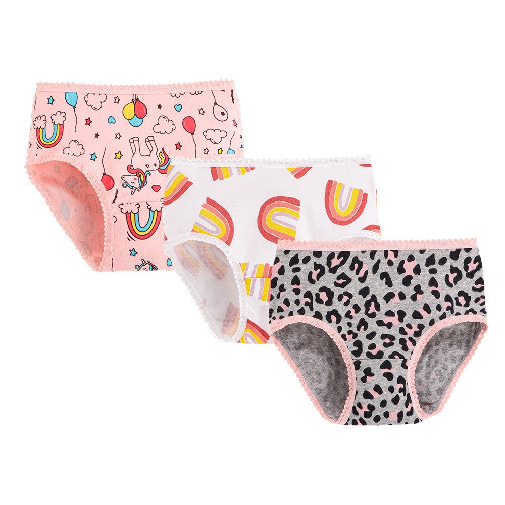 3 Pack Kids Underwear - Cheetah hearts Rainbows