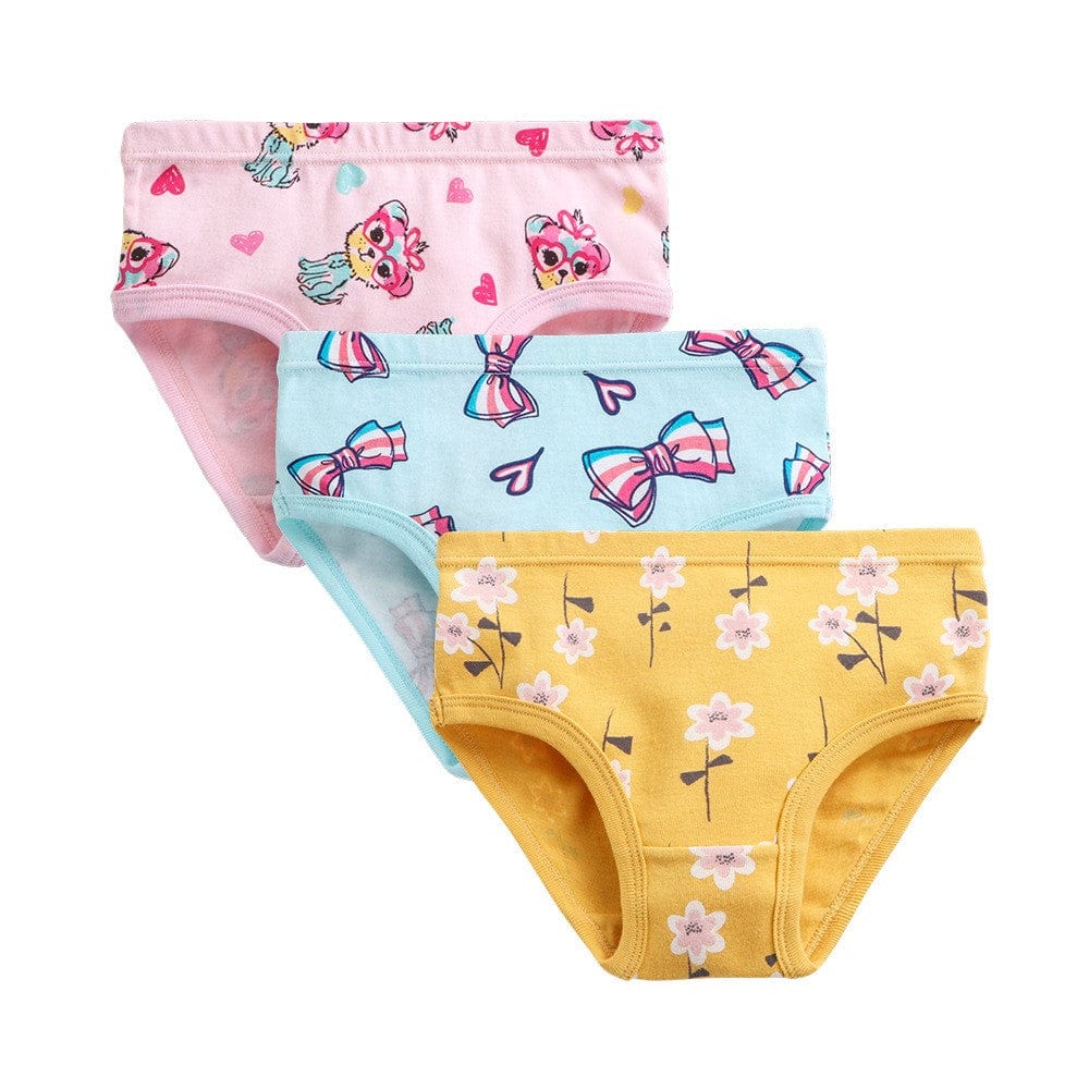 3 Pack Underwears - Bows and Flowers - 100% Cotton